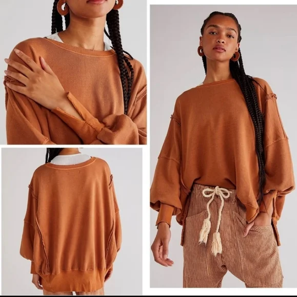 NWT FREE PEOPLE GREEN CAMDEN OVERSIZED PULLOVER We The Free - Picture 7 of 14